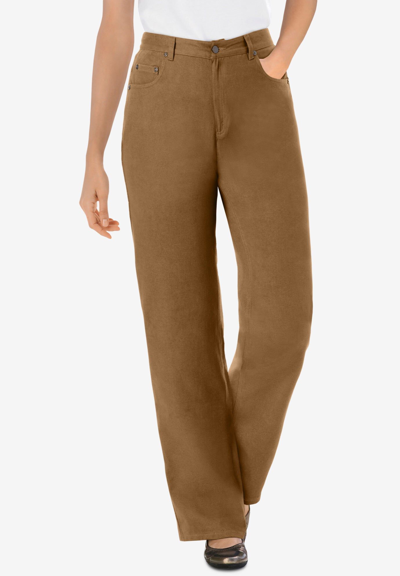 Perfect Relaxed All-Cotton Denim Five-Pocket Jeans, TOFFEE, hi-res image number 0