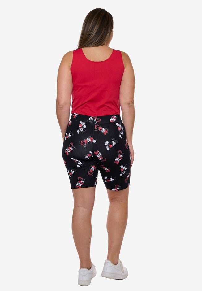 Women's Disney Mickey Mouse Bike Shorts Black All-Over Print, BLACK, alternate image number null