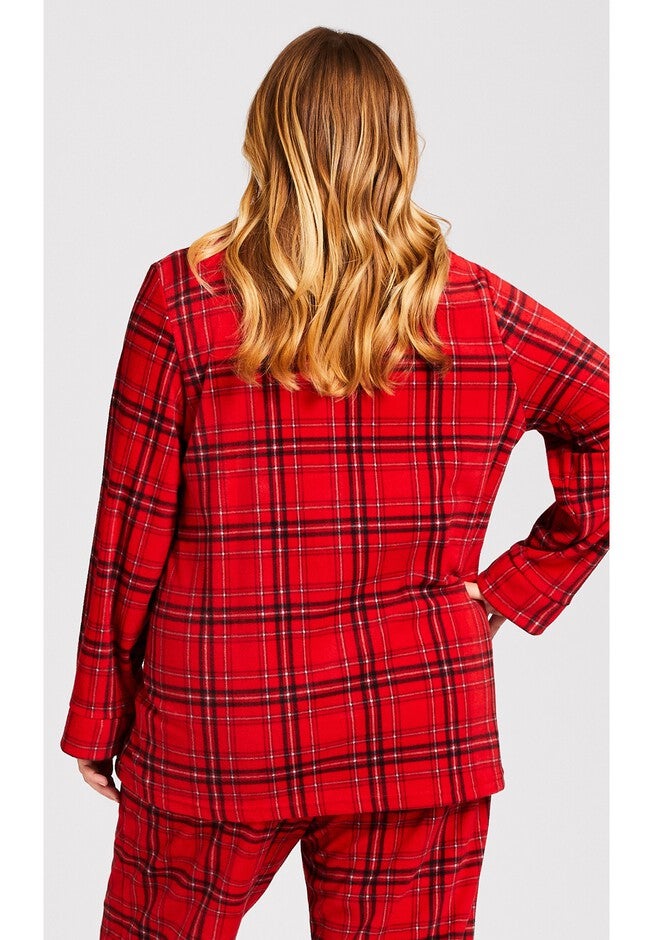 Fleece Check Sleep Top, CHECK, on-hover image number null