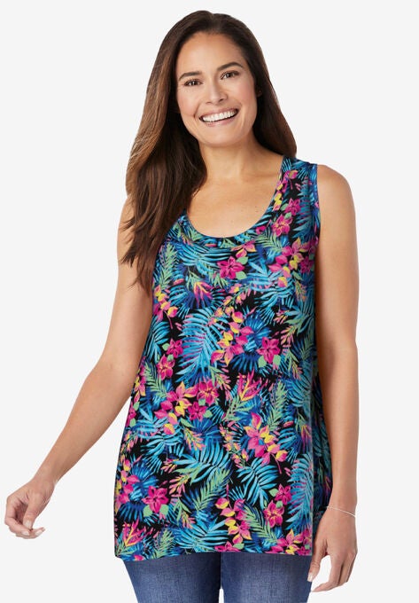 High-Low Tank, BLACK MULTI TROPICANA, hi-res image number null