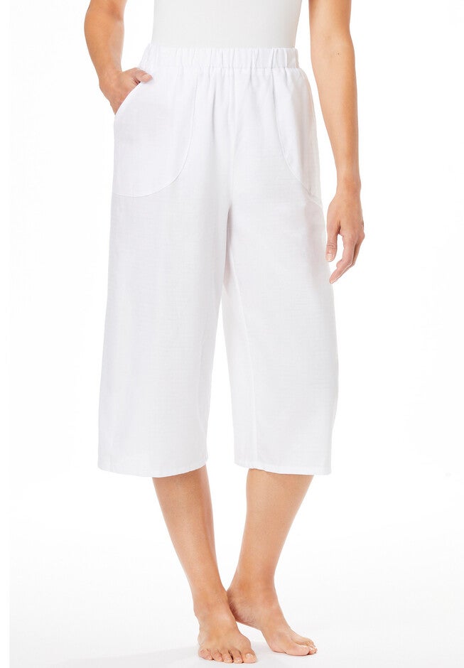 Wide-Leg Culotte Pant , WHITE, hi-res image number 0