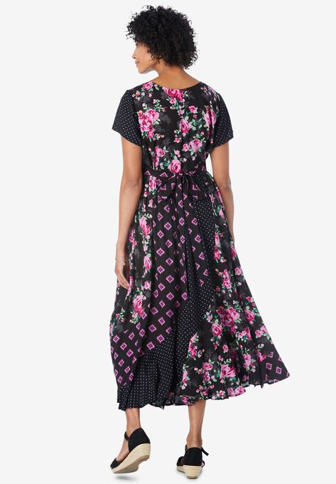 Mixed Print Maxi Dress, , on-hover image number null