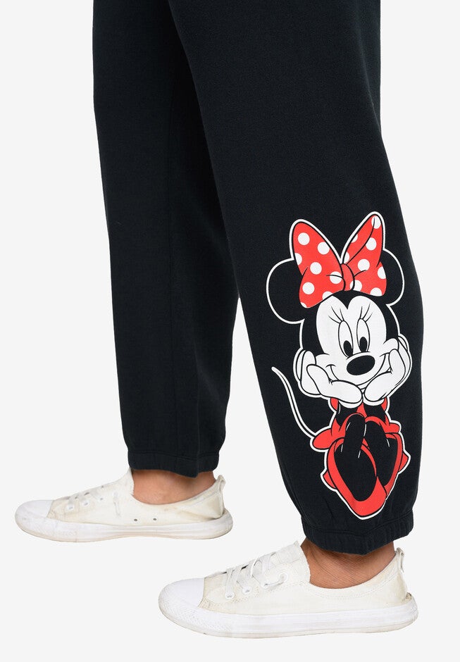 Minnie Mouse Fleece Jogger Pants Elastic Cuff Black, , alternate image number 2