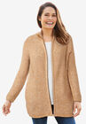 Zip Front Shaker Cardigan, SOFT CAMEL IVORY MARLED, hi-res image number null