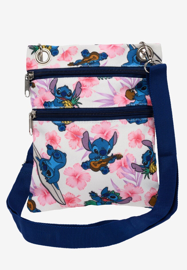 Stitch Passport Bag Travel Crossbody Purse Pink White, PINK, hi-res image number 0