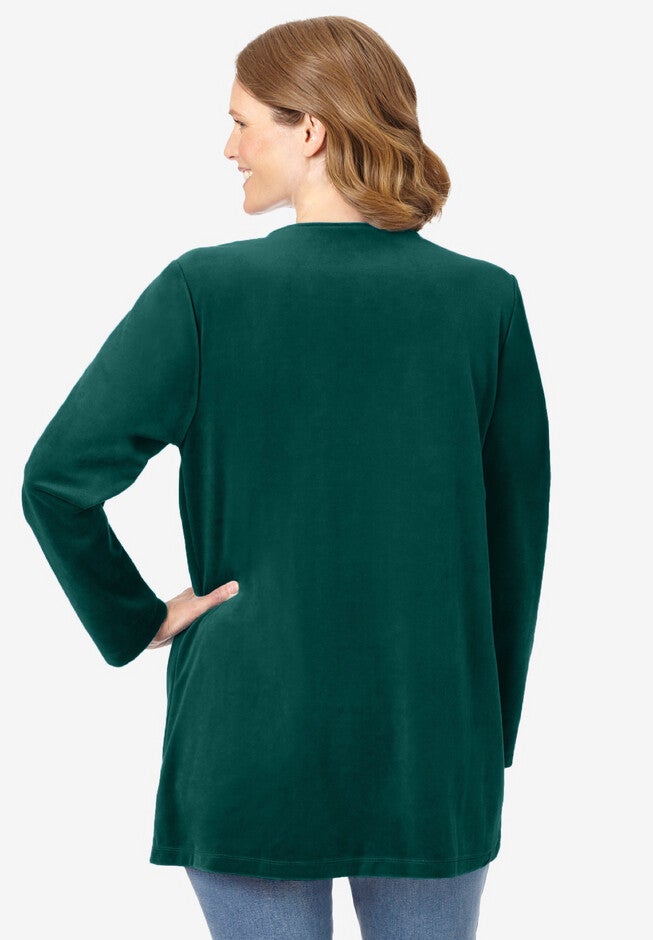 Knit velour tunic shirt in a comfortable A-line with pintucks, , on-hover image number 1
