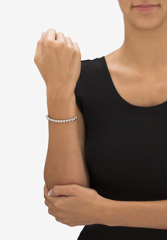 4-Piece Beaded Earrings and Bracelet Set in Silvertone, , alternate image number 2