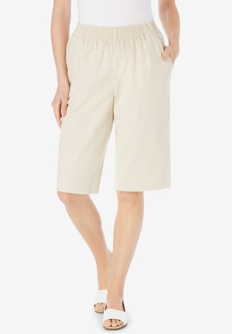 Elastic-Waist Chino Bermuda Short, NATURAL KHAKI, hi-res image number null