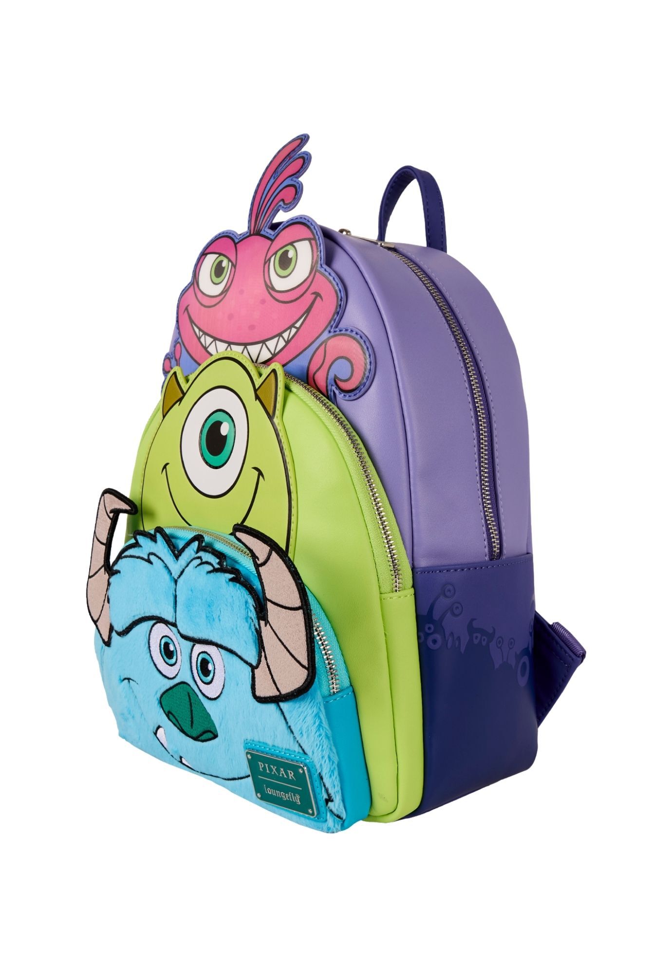 Loungefly X Pixar Monsters Inc Mini Backpack Triple Pocket, RED, alternate image number 3