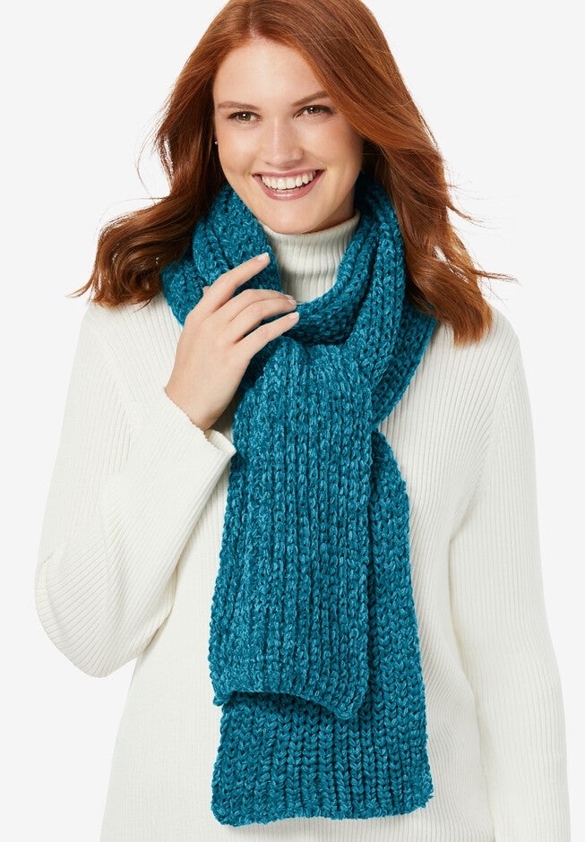 Chenille Scarf, DEEP TEAL, hi-res image number null