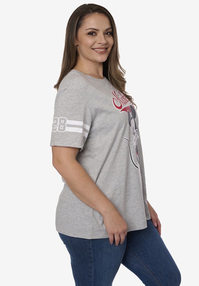 Disney Mickey Mouse Striped Sleeve Varsity T-Shirt, , alternate image number null