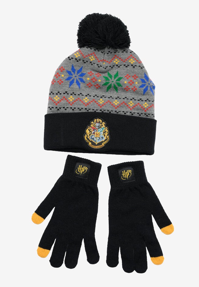 Harry Potter Beanie Hat With Gloves Touch Screen Knit Hogwarts Set, , alternate image number null