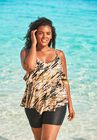 Mesh Double-Tier Tankini Top, GOLD ANIMAL FOIL, hi-res image number 0