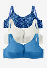 3-Pack Cotton Wireless Bra, EVENING BLUE PACK, hi-res image number null