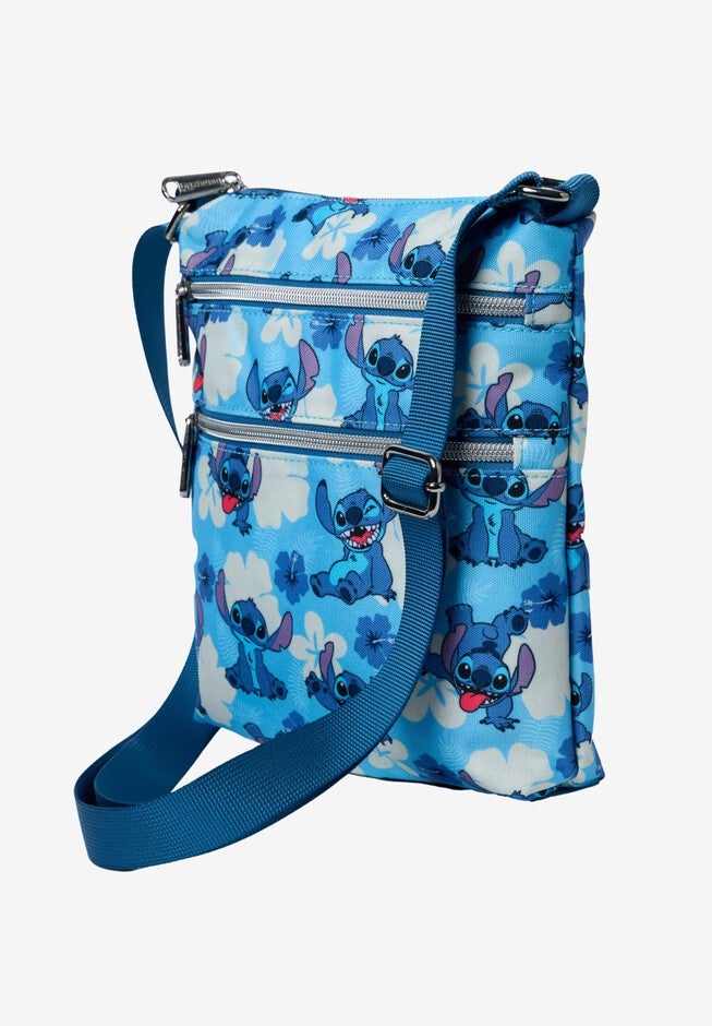 Loungefly x Disney Stitch Passport Crossbody Bag Blue All-Over Print, BLUE, alternate image number 6