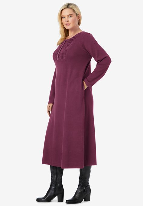 Thermal Knit Lace Bib Dress, , alternate image number null