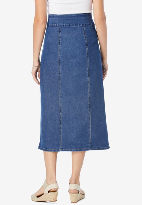 Flex-Fit Pull-On Denim Skirt, , on-hover image number null