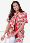 Short-sleeve Cotton Campshirt, VIVID RED PATCHWORK, hi-res image number null