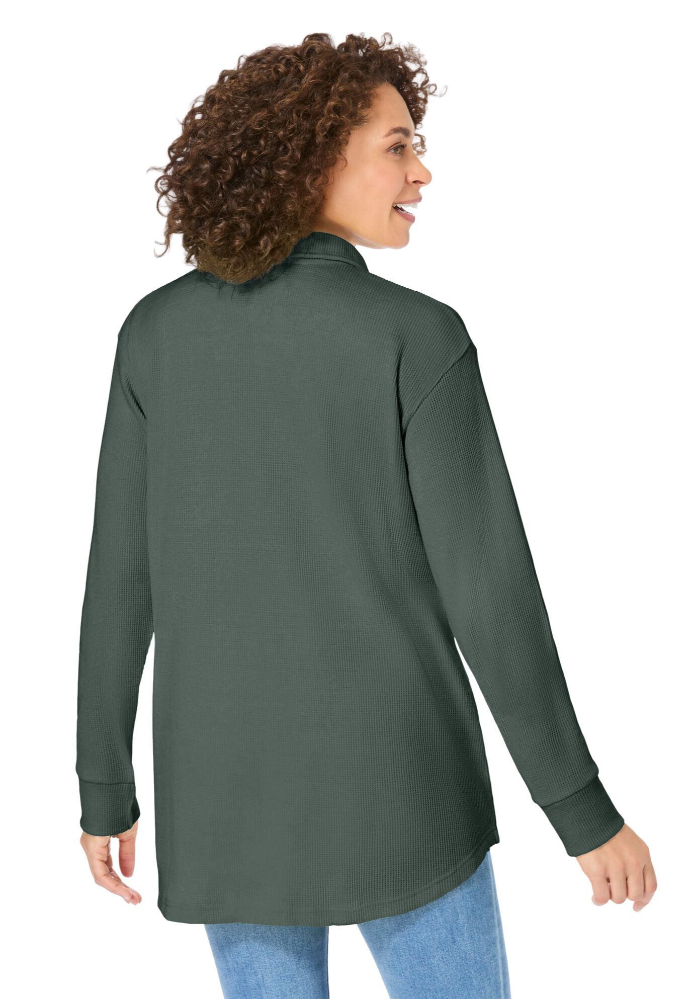 Relaxed Waffle-Thermal Tunic, PINE, on-hover image number 1