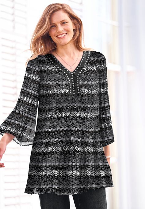Embellished Pleated Blouse, , alternate image number null