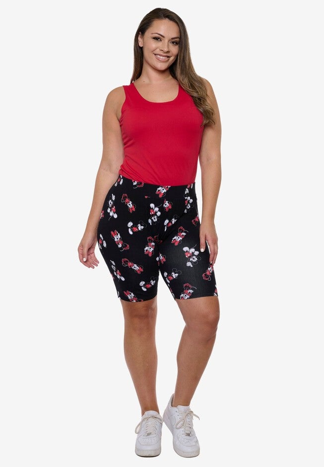 Women's Disney Mickey Mouse Bike Shorts Black All-Over Print, BLACK, alternate image number null