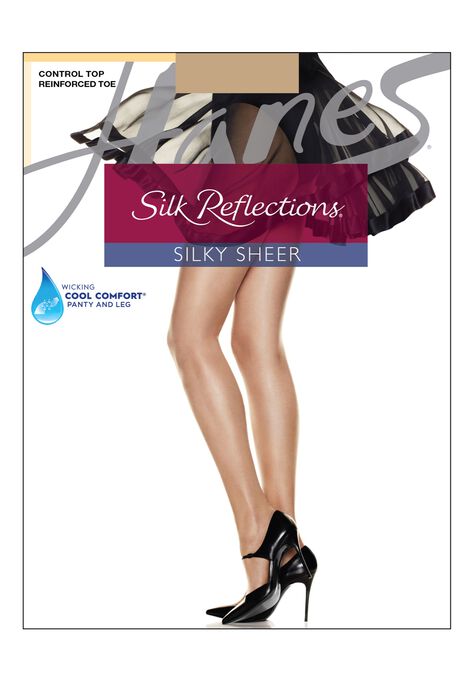 Silk Reflections Control Top Reinforced Toe Pantyhose, UNKNOWN, hi-res image number null