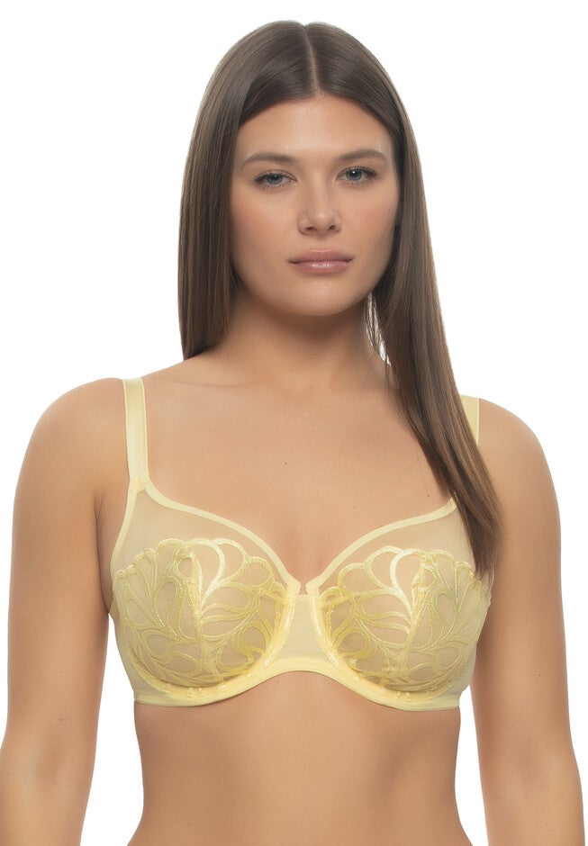 Lotus Embroidered Unlined Bra, PALE BANANA, hi-res image number null