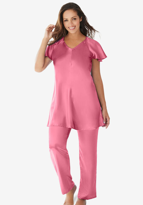 The Luxe Satin PJ Set , TROPICAL PINK, hi-res image number null
