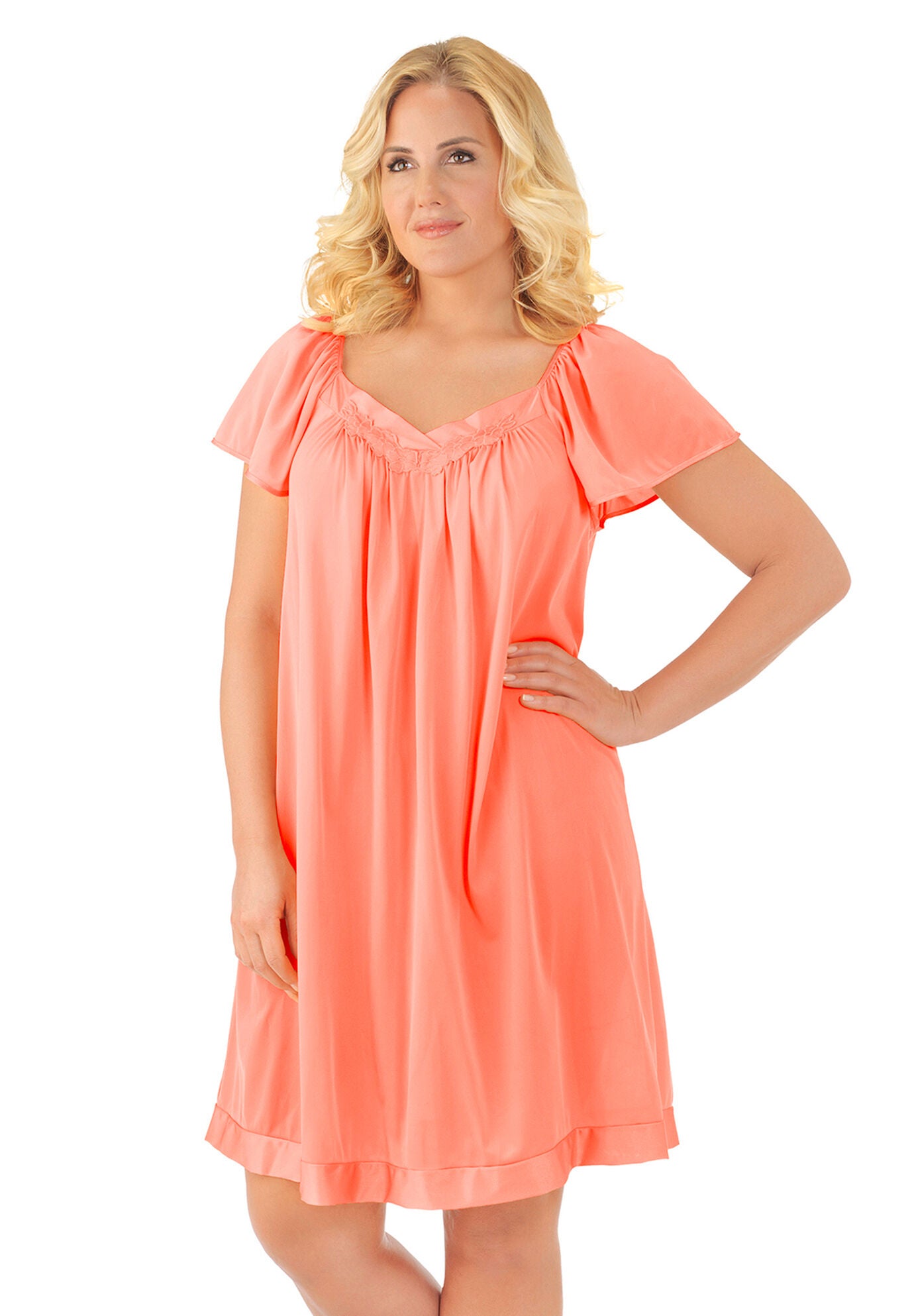 Exquisite Form&reg;&nbsp;Flutter Sleeve Sleep Gown, PASSION, hi-res image number 0