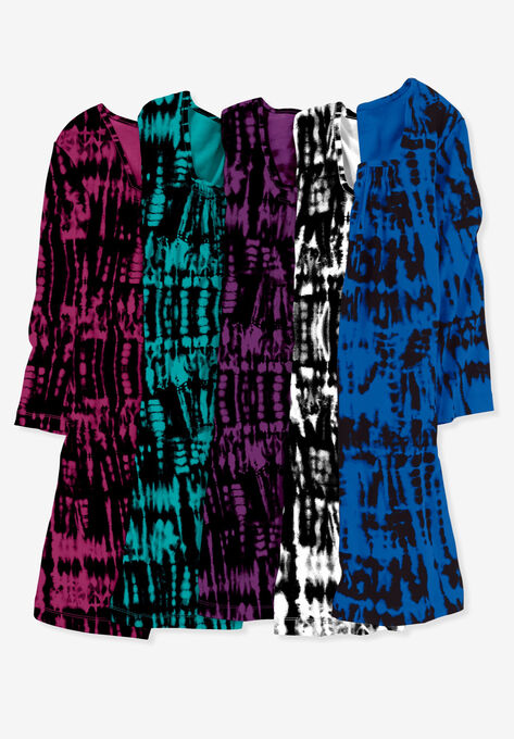 Tie-Dye Smocked Square-Neck Tunic, , alternate image number null