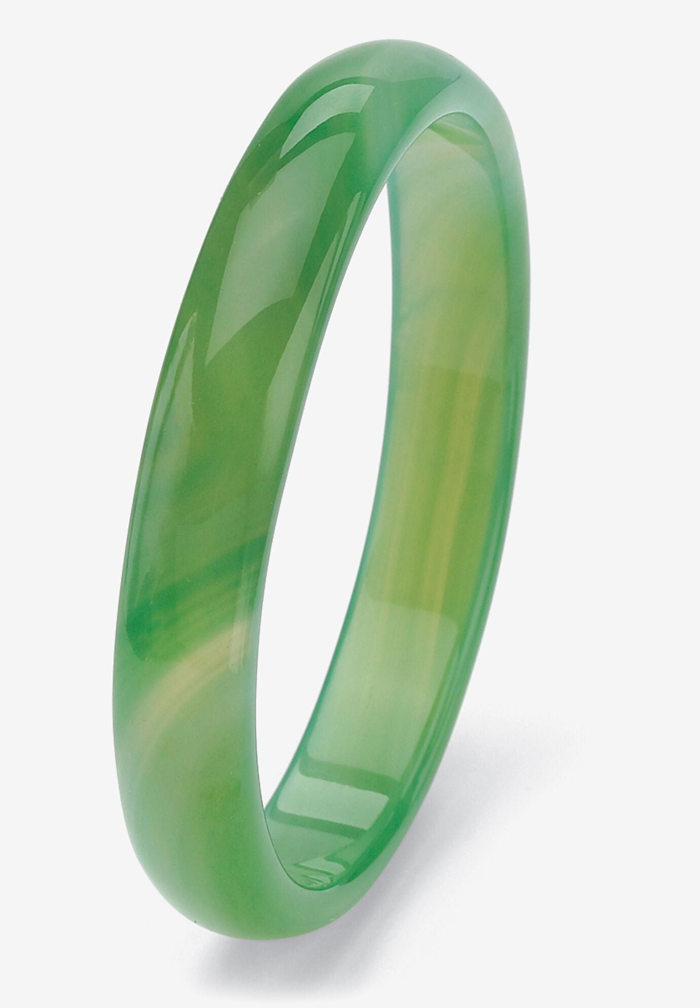 Genuine Green Agate Bangle Bracelet (13mm), 8.5 inches, GREEN, hi-res image number 0