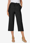 Drawstring Denim Capri, BLACK, hi-res image number null