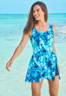 Side-Slit Swim Dress, MULTI UNDERWATER TIE DYE, hi-res image number 0