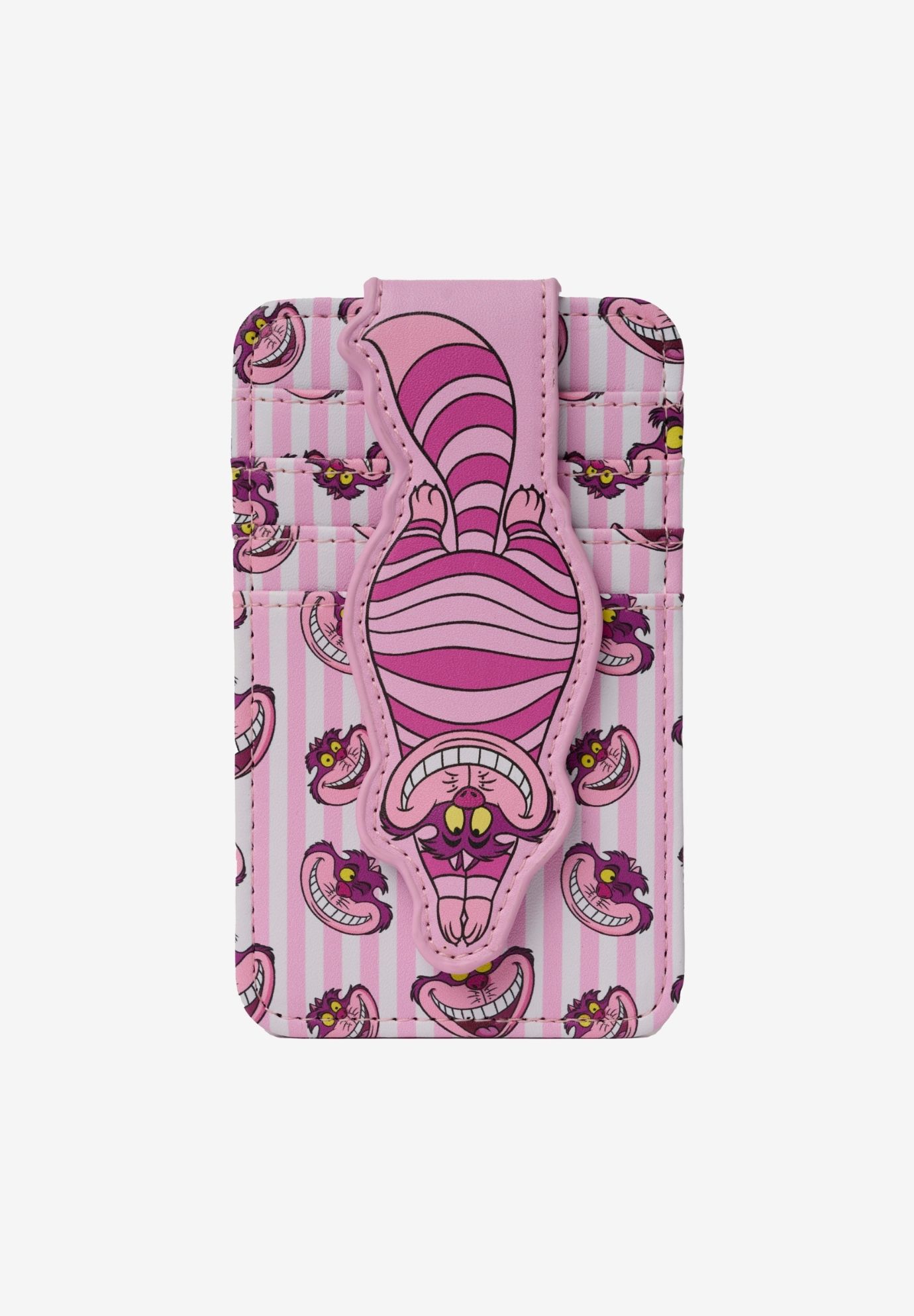 Womens Disney Cheshire Cat Card Holder Wallet Button Snap Closure, PINK, hi-res image number 0