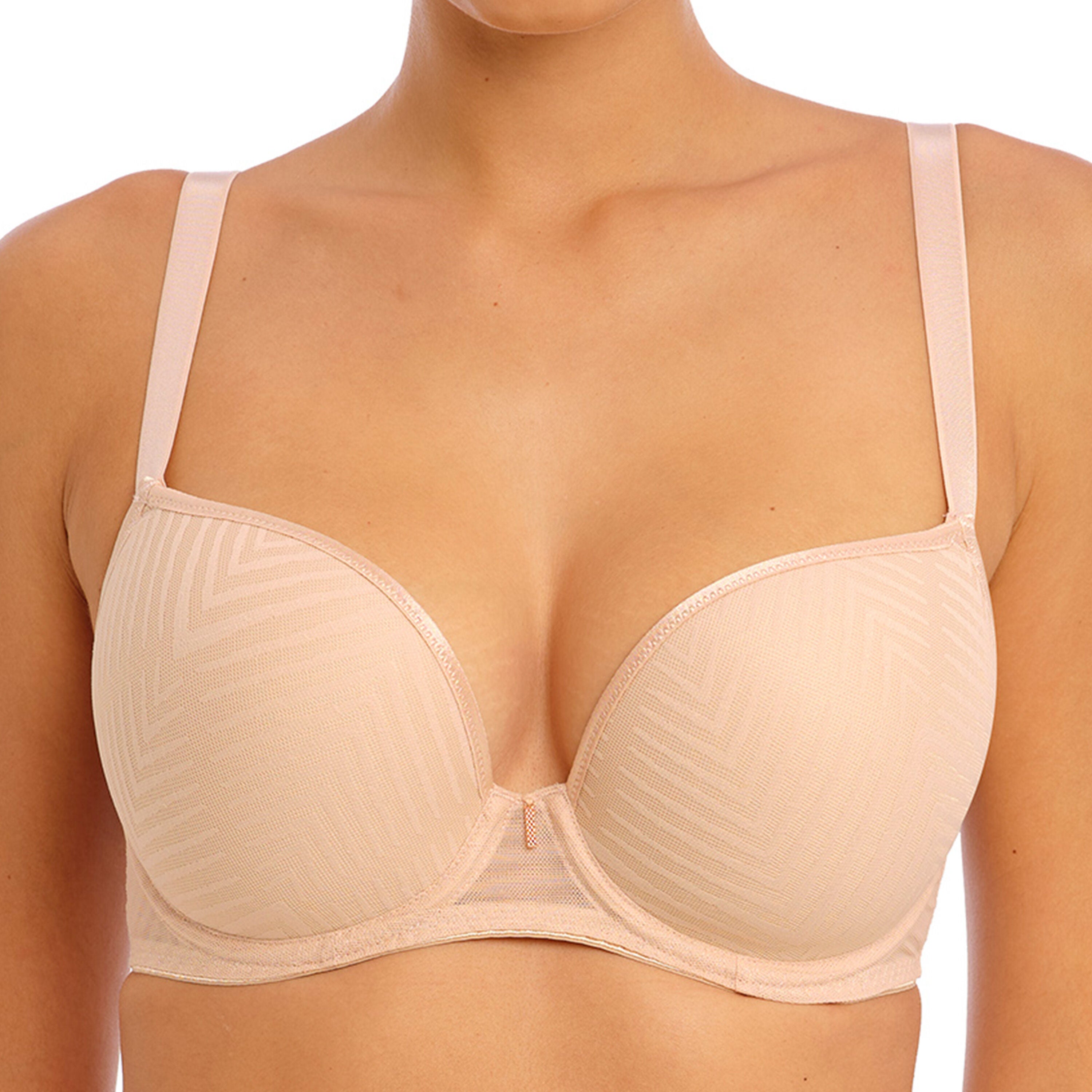 Tailored Underwire Molded Plunge T-Shirt Bra, NATURAL BEIGE, hi-res image number 0