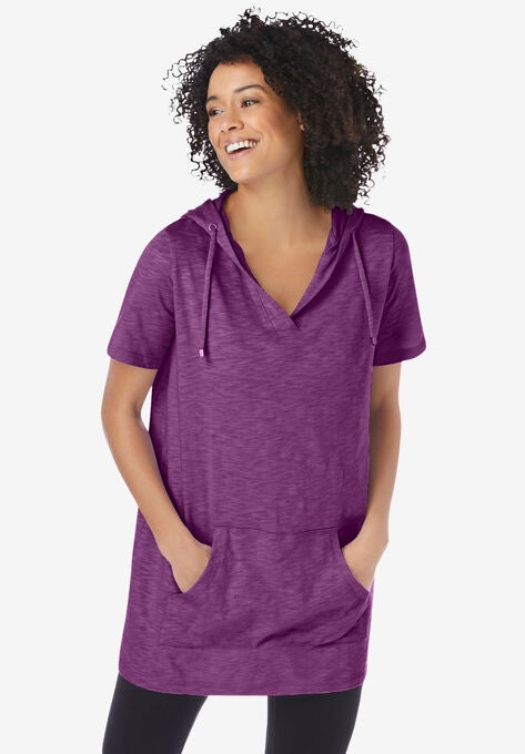 Pullover Tunic Hoodie, PLUM PURPLE, hi-res image number null