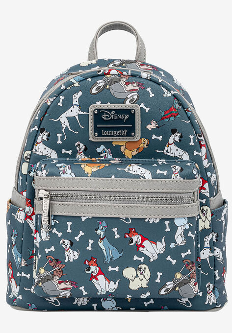 Loungefly x Disney Dogs Mini Backpack Handbag All-Over Print 101 Dalmatians, GREY, hi-res image number null