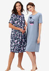 2-Pack Short-Sleeve Sleepshirt, NAVY PAISLEY HEARTS, hi-res image number null