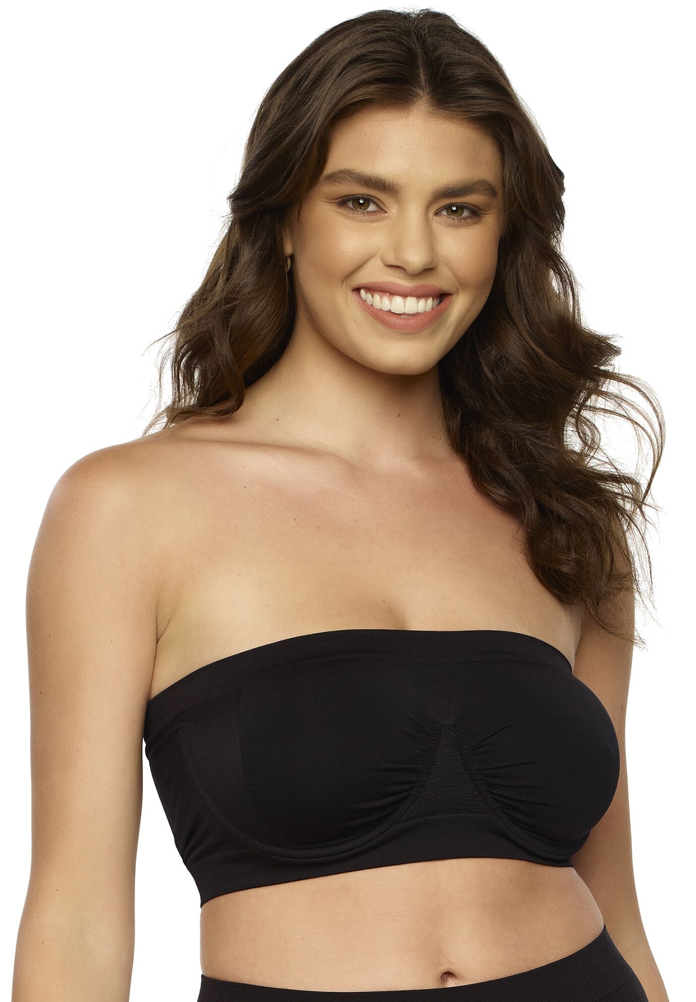 Body Smooth Seamless Underwire Bandeau Bra Bandeau Bra, BLACK, hi-res image number 0