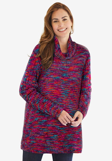Chenille Cowlneck, JEWEL SPACE DYE, hi-res image number null