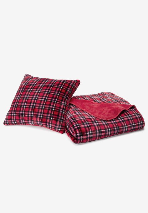 Plaid Fleece Pillow & Throw Set, CLASSIC RED PLAID, hi-res image number null