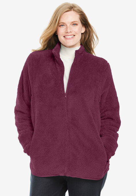 Fluffy Fleece Jacket, DEEP CLARET, hi-res image number null