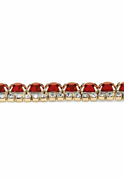 Gold Tone Tennis Bracelet (10mm), Round Birthstones and Crystal, 7", , on-hover image number null