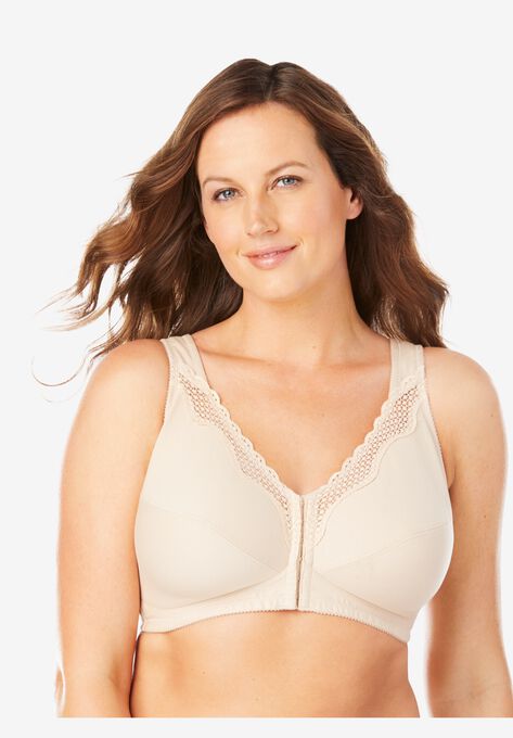 Front-Close Cotton Lace Wireless Posture Bra 5100531, DAMASK, hi-res image number null
