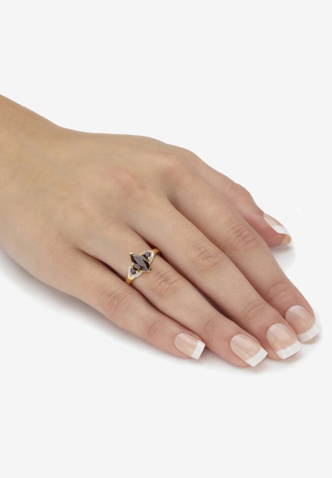 Yellow Gold Over Silver Marquise Cut Red Garnet Ring (1 11/16 cttw.), , alternate image number null