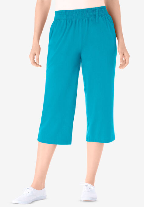 Jersey Knit Capri Pant, PRETTY TURQUOISE, hi-res image number null
