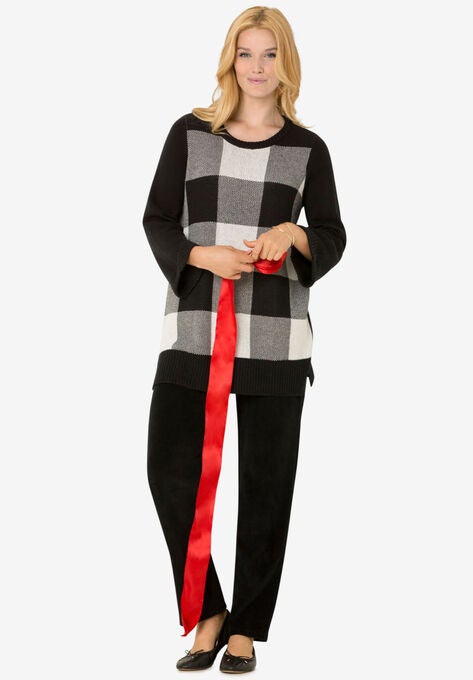Buffalo Plaid Pullover Sweater, IVORY BUFFALO PLAID, hi-res image number null