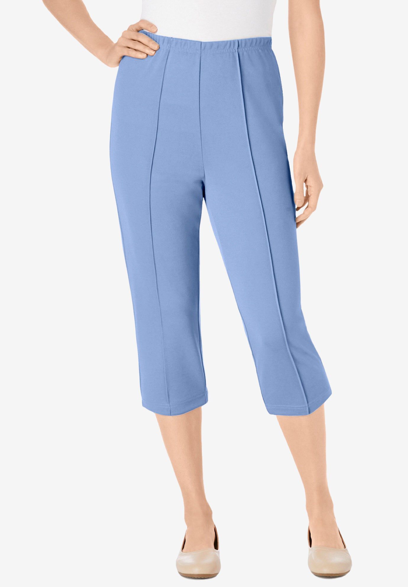The Hassle-Free Soft Knit Capri, FRENCH BLUE, hi-res image number 0