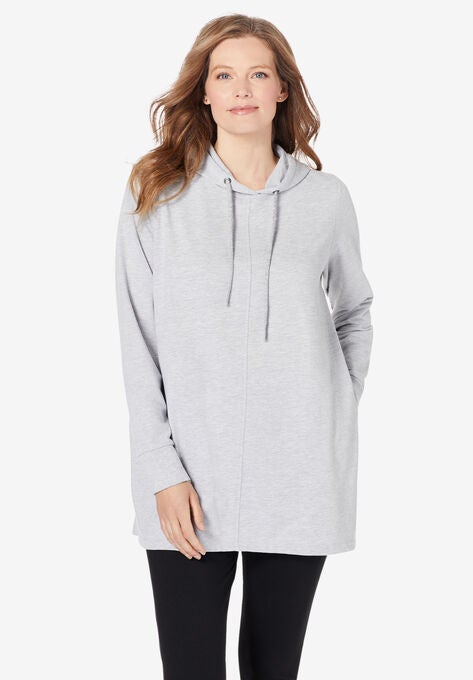 Pleat-Back Swing Sweatshirt, HEATHER GREY, hi-res image number null