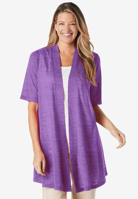 Lightweight Open Front Cardigan, PRETTY VIOLET, hi-res image number null